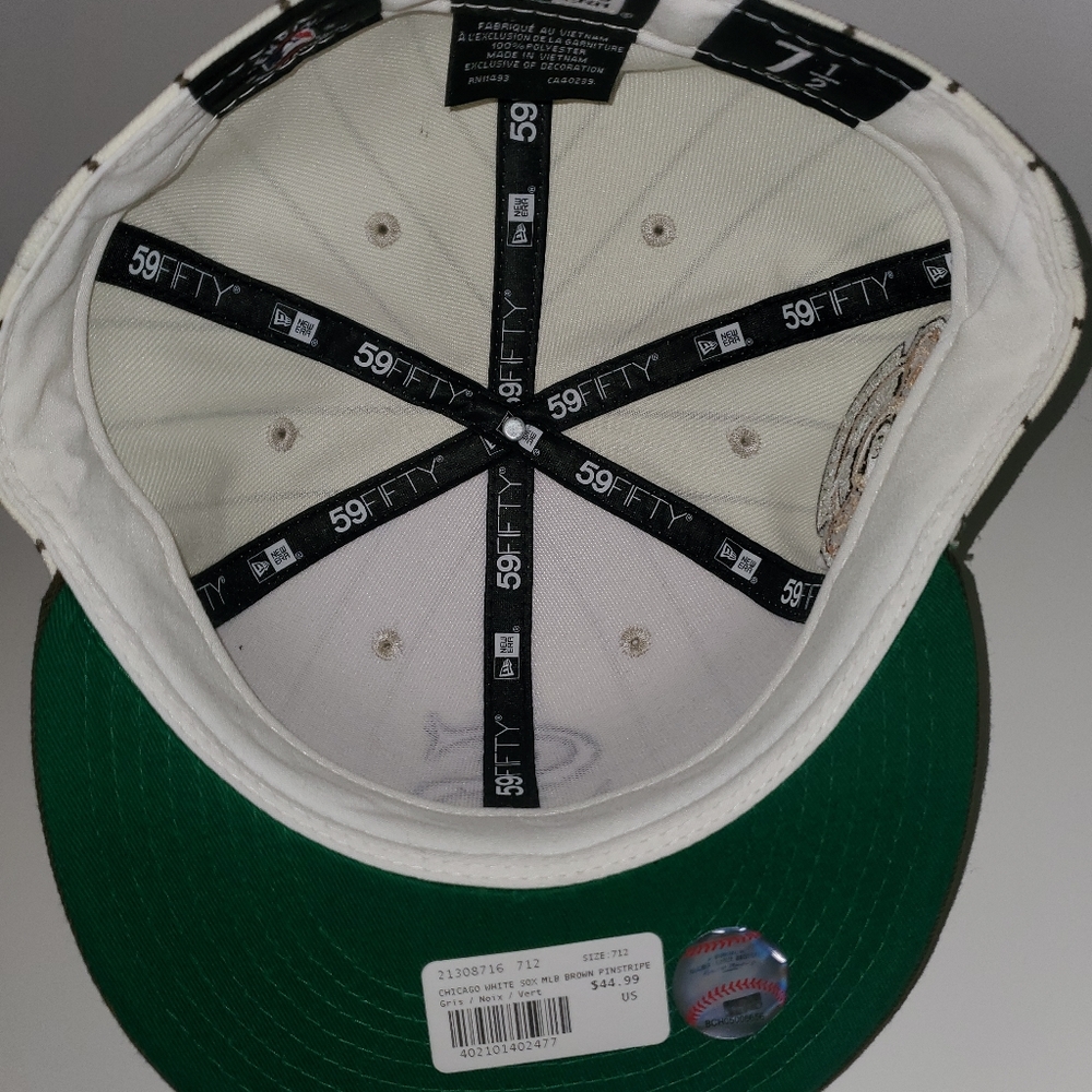 RARE-NEW ERA Chicago White Sox Brown Pinstripe 59Fifty Fitted Hat Size 7-1/2 - Picture 6 of 8